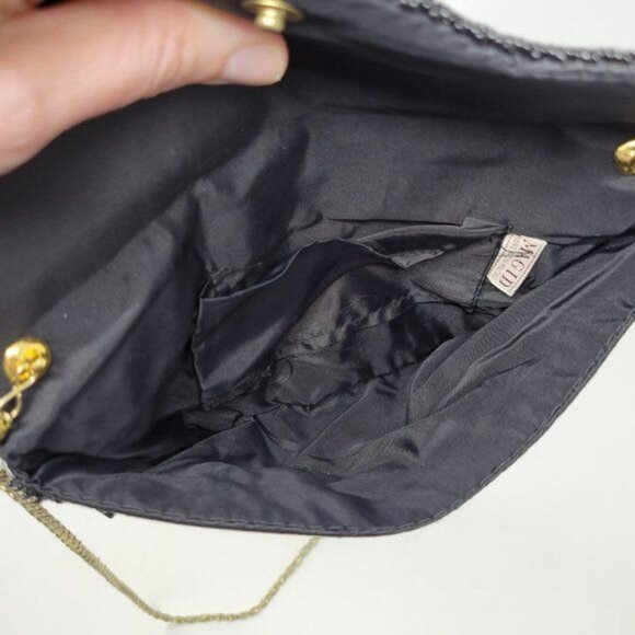 Vintage Black Beaded Evening Clutch With Gold Chain Strap - Picture 9 of 10